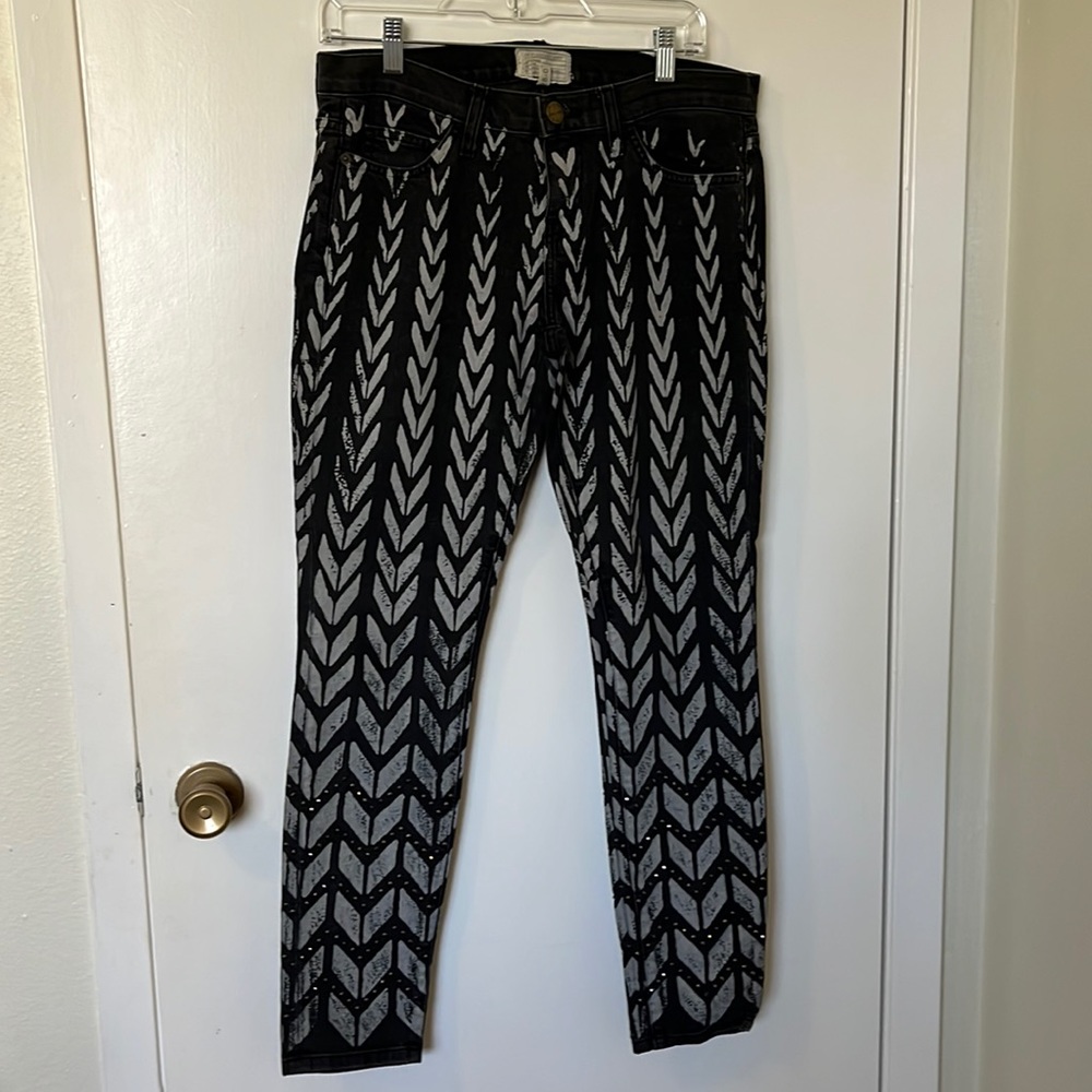 Current/Elliot skinny jeans. Black chevron with rhinestones! ‘true 80’s skinny’